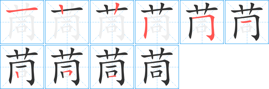 茼字完整笔顺步骤图