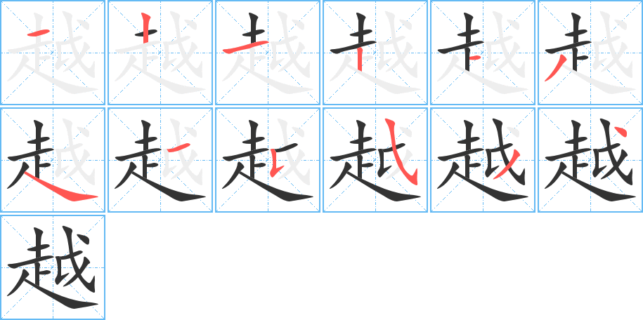 越字完整笔顺步骤图