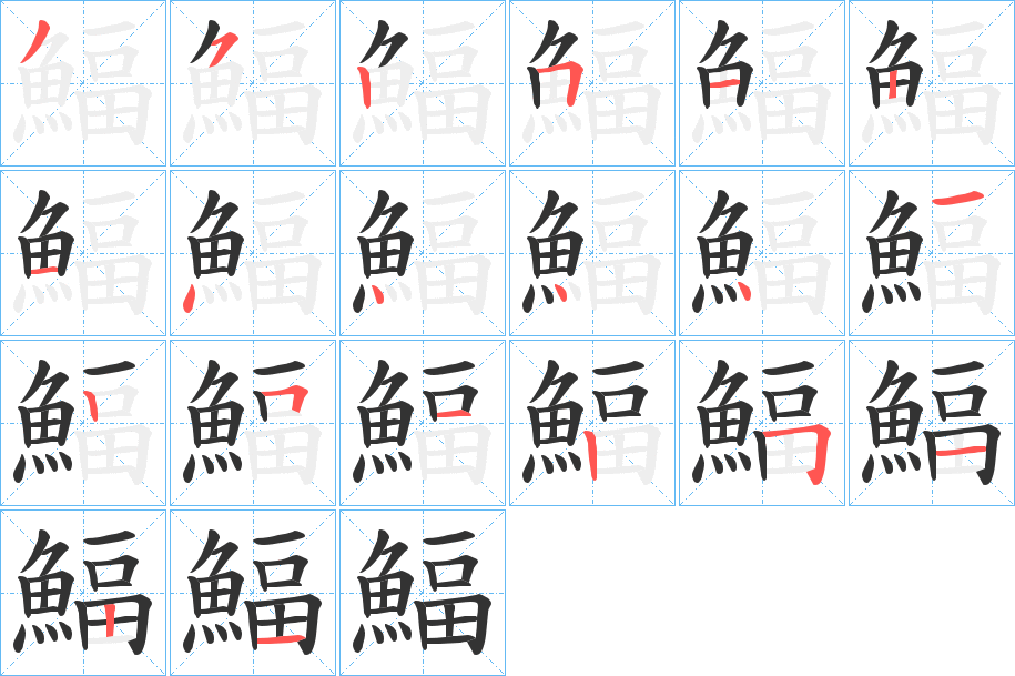 鰏字笔顺步骤