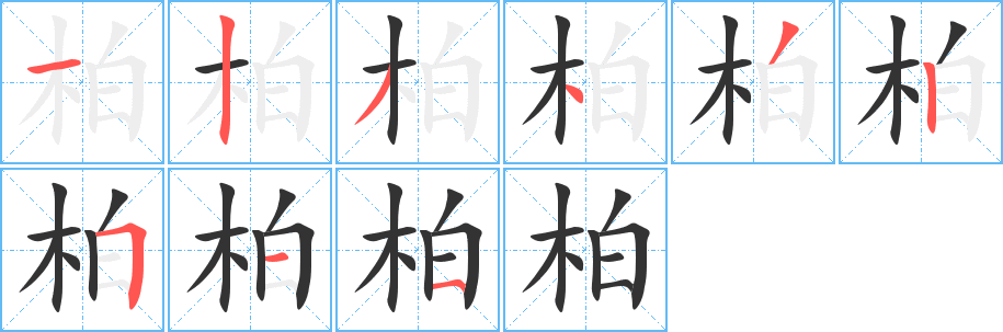 柏字完整笔顺步骤图