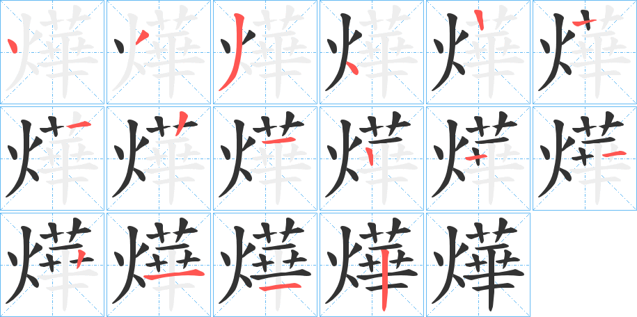 燁字笔顺步骤