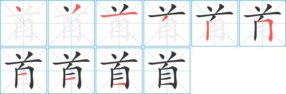 首字完整笔顺步骤图