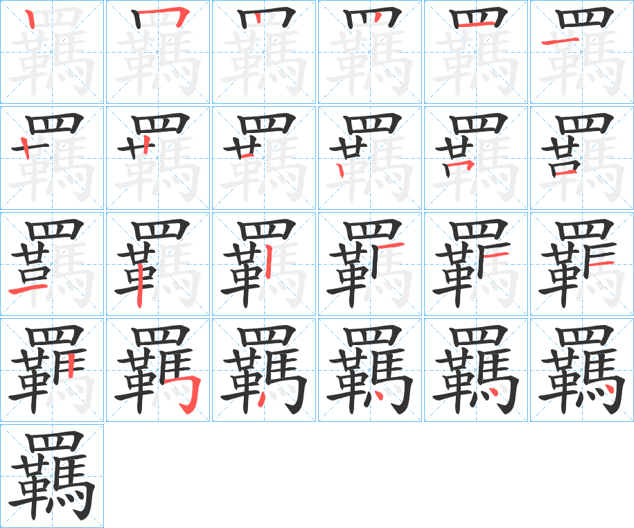 羈字完整笔顺步骤图