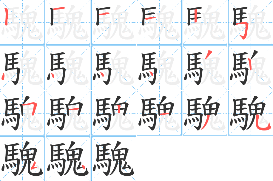 騩字笔顺步骤