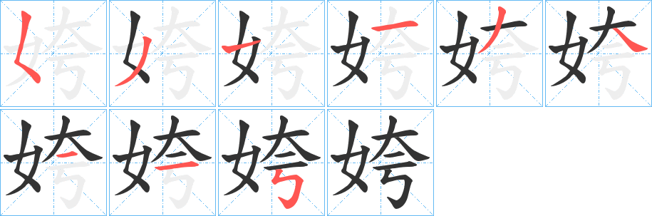 姱字完整笔顺步骤图