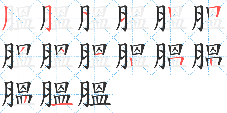 膃字完整笔顺步骤图