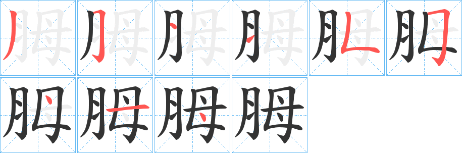 胟字笔顺步骤
