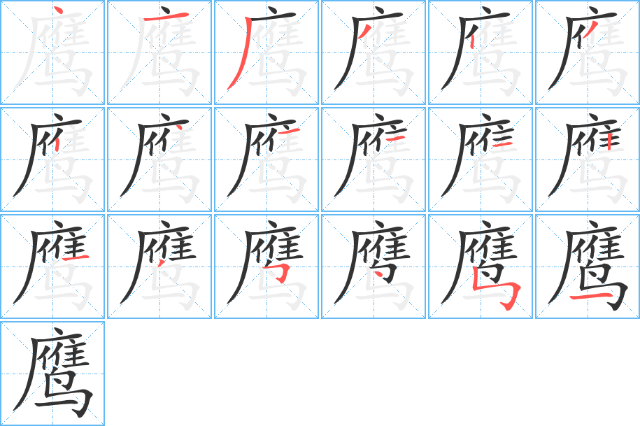 鹰字完整笔顺步骤图