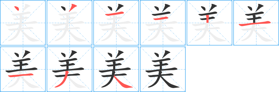 美字完整笔顺步骤图