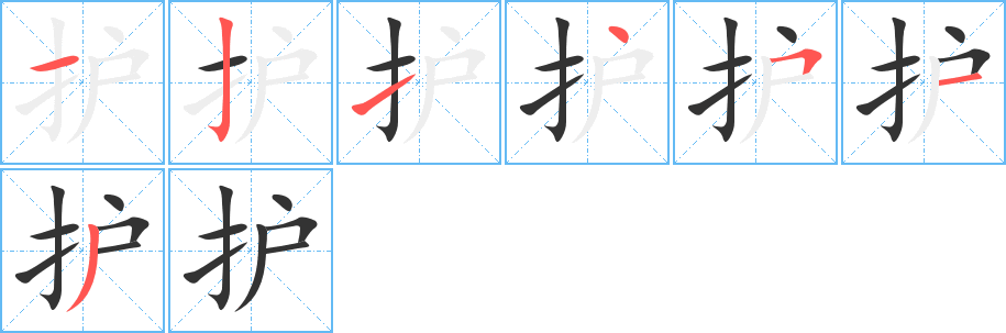 护字完整笔顺步骤图