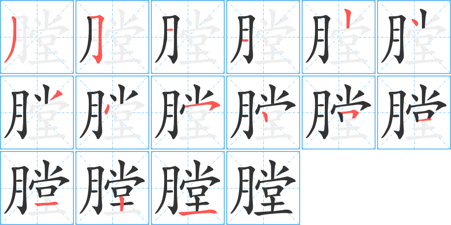 膛字完整笔顺步骤图