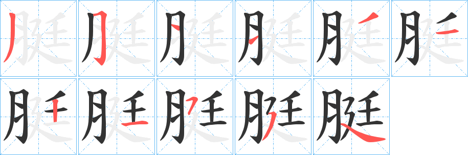 脡字笔顺步骤