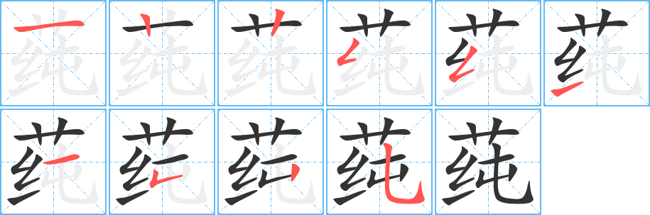 莼字完整笔顺步骤图