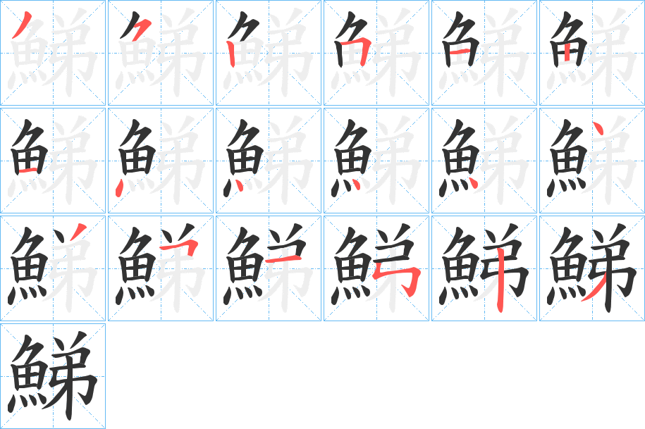 鮷字完整笔顺步骤图