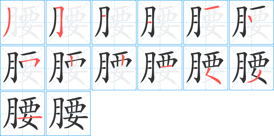 腰字完整笔顺步骤图