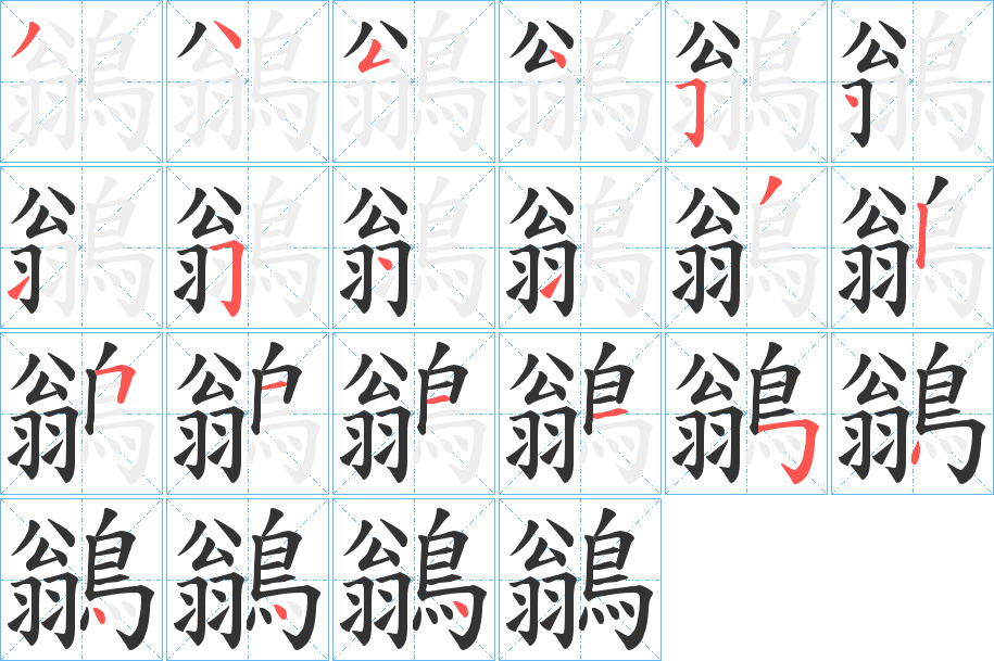 鶲字完整笔顺步骤图