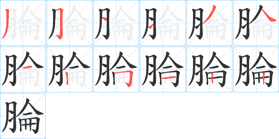 腀字笔顺步骤