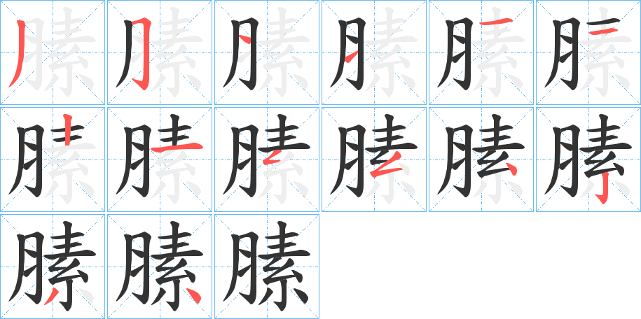 膆字笔顺步骤