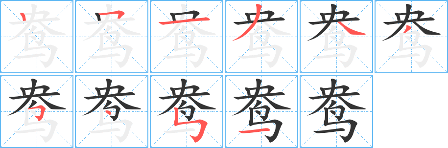 鸯字完整笔顺步骤图