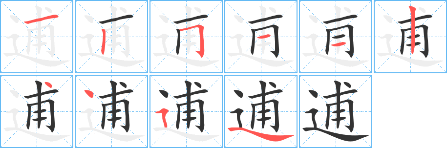 逋字完整笔顺步骤图