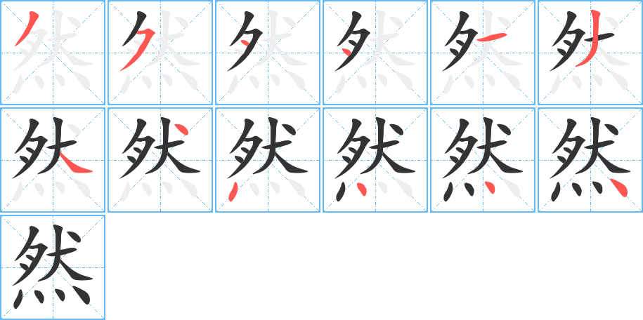 然字完整笔顺步骤图