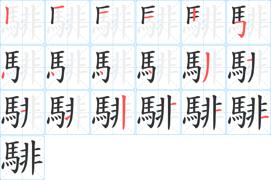 騑字笔顺步骤