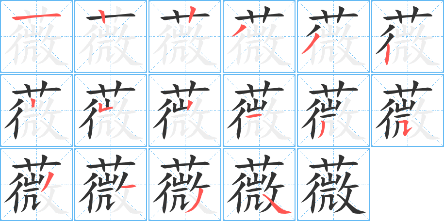 薇字完整笔顺步骤图